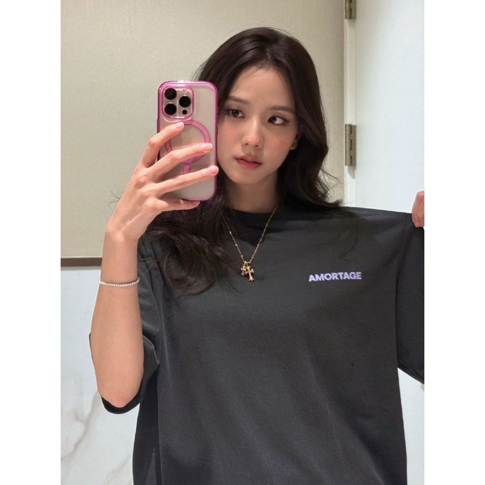 金智秀Jisoo专辑AMORTAGE同款solo2周边短袖T恤男女纯棉应援衣服