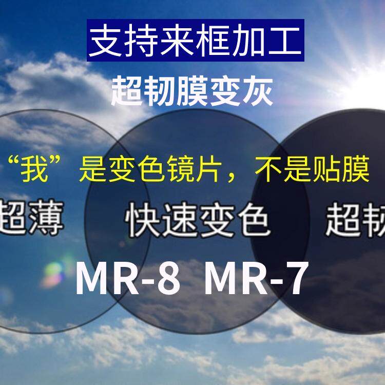 上海HENSHINE高清树脂膜变灰色近视平光镜片1.61MR-7MR-81.67变色