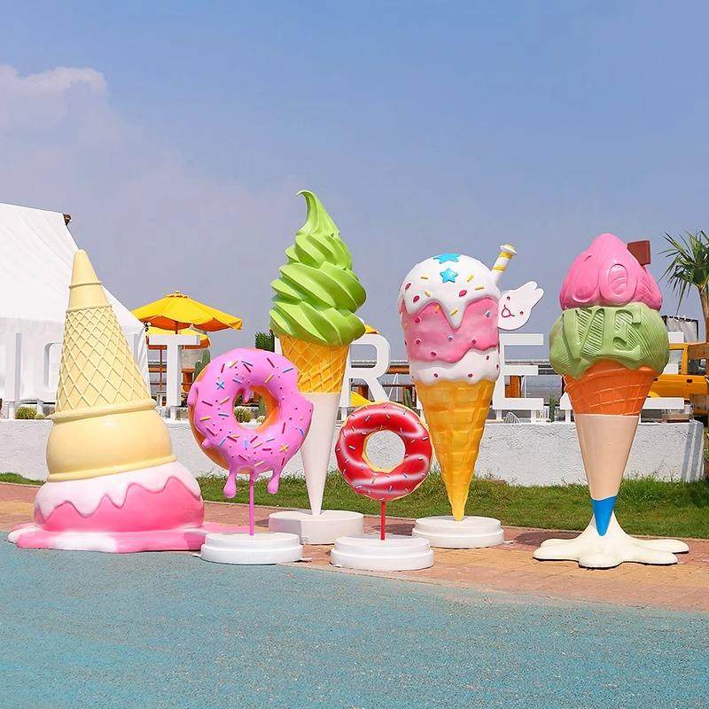 商场创意冰淇淋玻璃钢雕塑商业街仿真雪糕摆件甜品店甜甜圈装饰品,家居饰品,户外/庭院摆件,淘宝优惠券,粉丝福利购,淘宝优惠卷