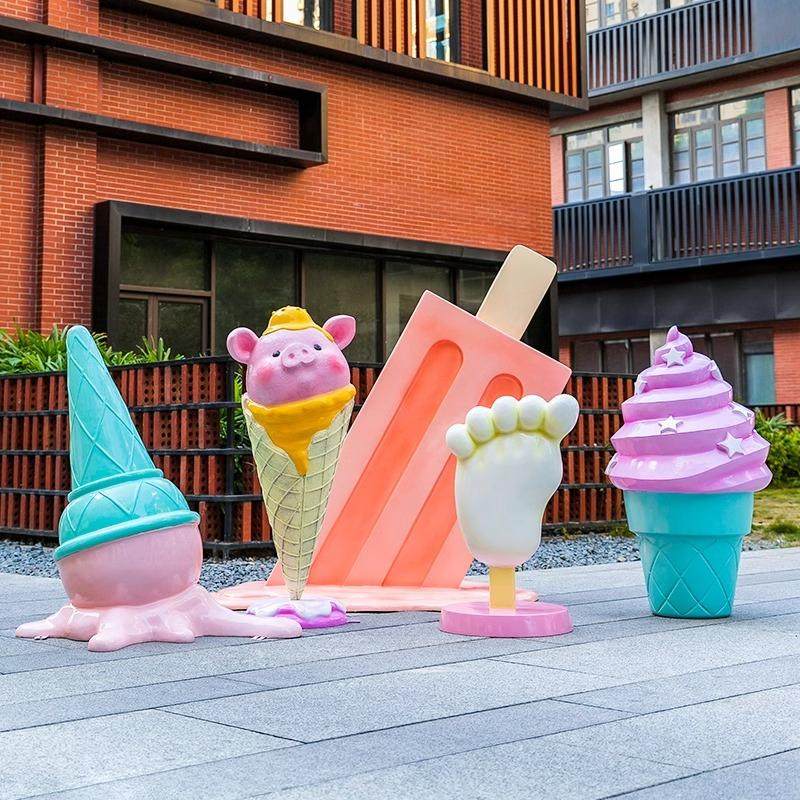 商场大型冰淇淋组合玻璃钢雕塑庭院仿真雪糕系列落地摆件甜筒装饰,家居饰品,户外/庭院摆件,淘宝优惠券,粉丝福利购,淘宝优惠卷
