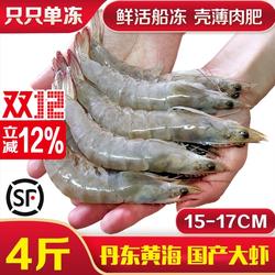 丹东海捕大虾深海捕捞海鲜大号鲜虾对虾明虾基围虾无添加4斤顺丰