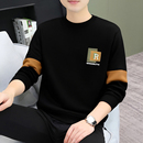 秋冬季加绒加厚保暖简约卫衣男款潮牌宽松休闲百搭圆领长袖打底衫