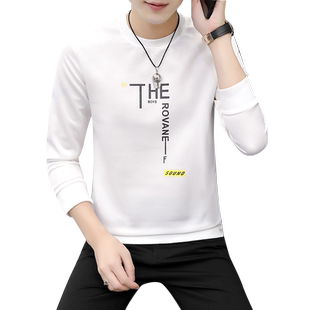 青少年长袖T恤韩版修身潮流打底衫圆领男装套头卫衣学生装印花新