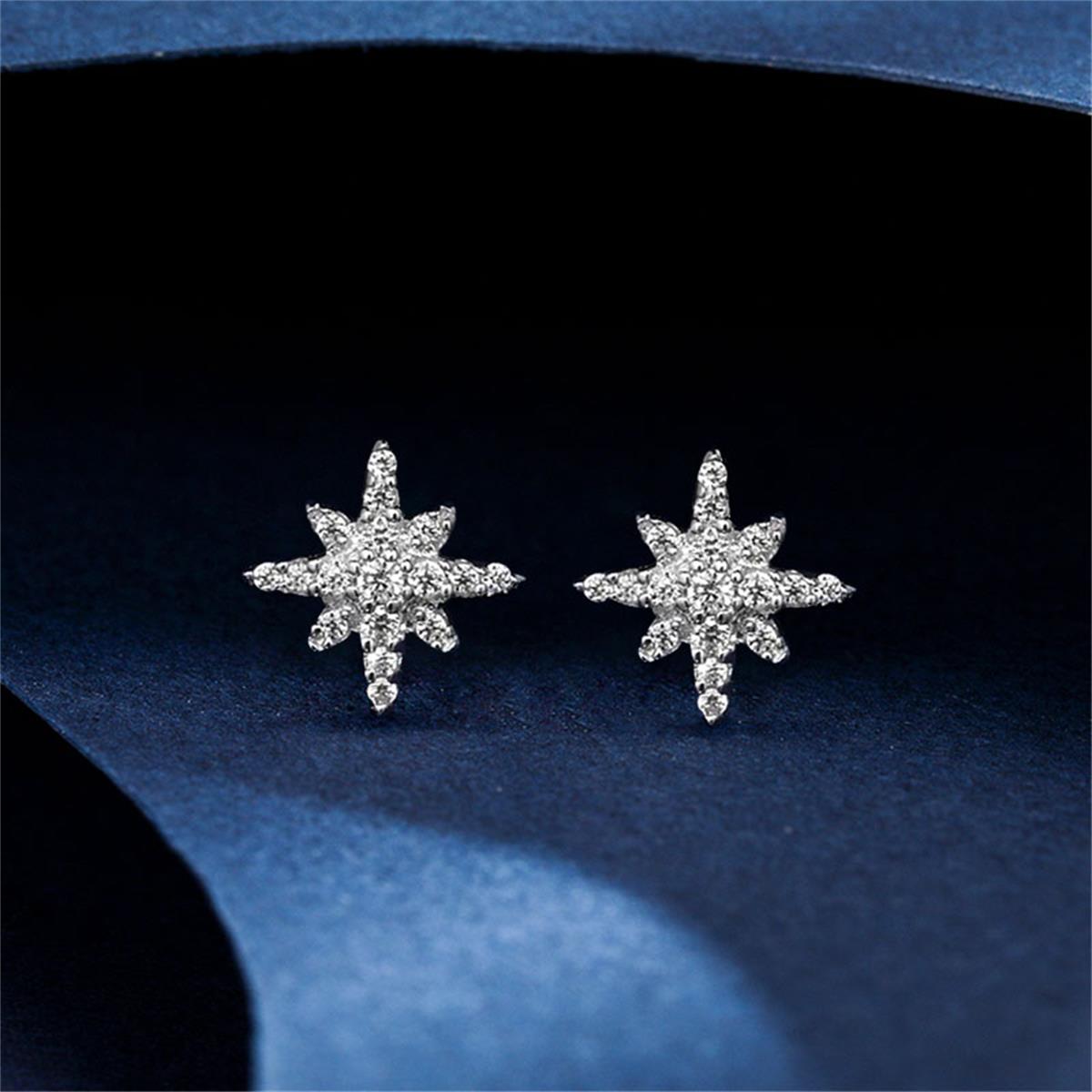 925纯银迷你六芒星耳钉