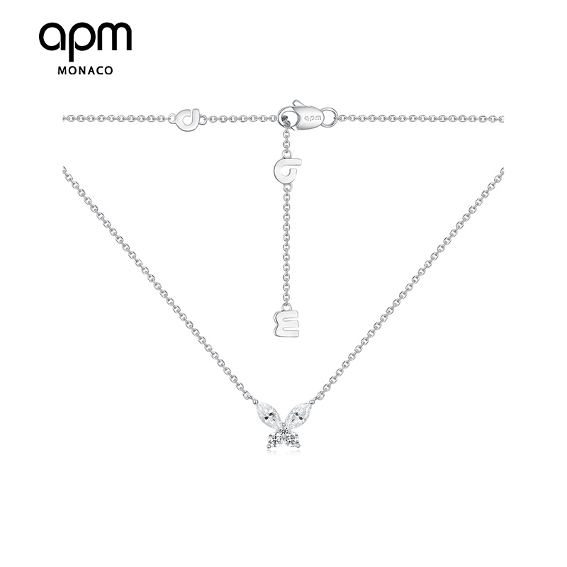 APM Monaco蝴蝶项链女925纯银锁骨链轻奢小众新款圣诞礼物送女友