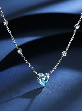 apm MONACO轻奢时尚简约温柔蓝色爱心可调节项链锁骨链AC6198XOTB