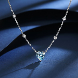 apm 简约温柔蓝色爱心可调节项链锁骨链AC6198XOTB MONACO轻奢时尚