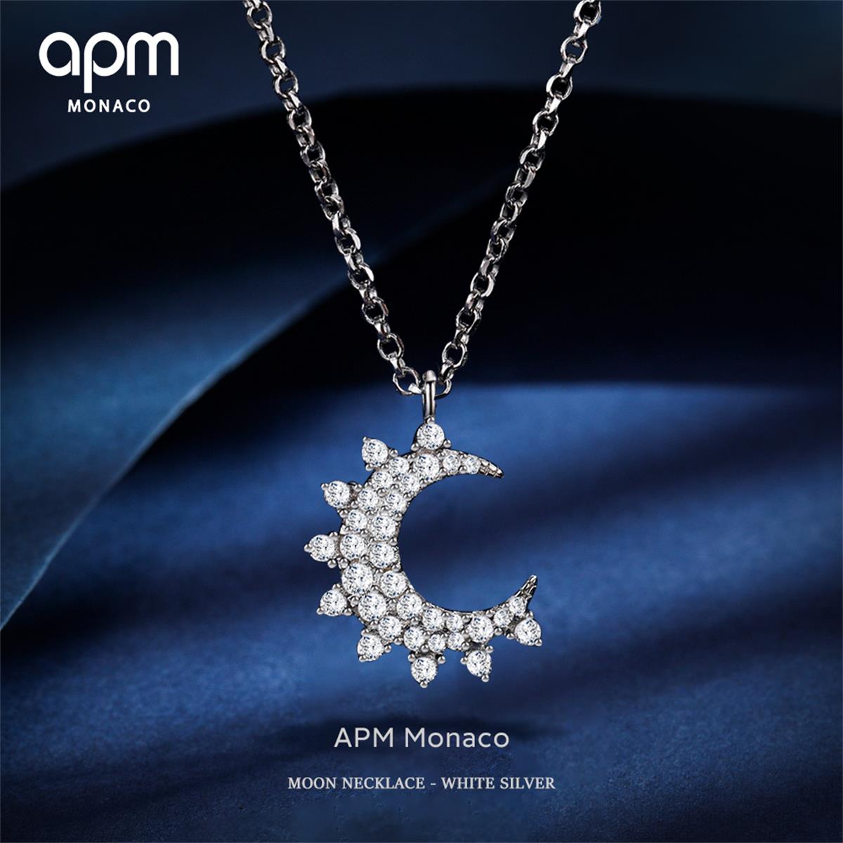 APM Monaco小月亮纯银锁骨项链女链2023新款轻奢小众情侣圣诞礼物