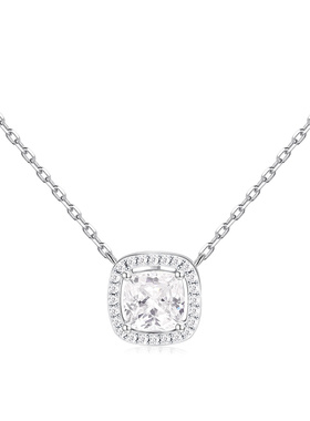 APM MONACO 小码方形女士高级时尚银项链锁骨链生日送女友