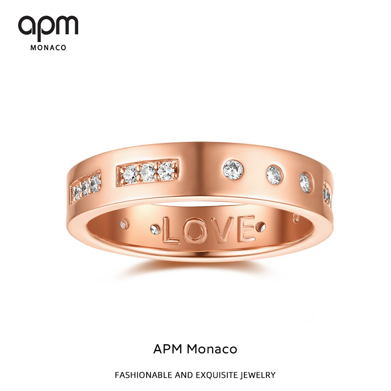 apm monaco摩斯密码戒指女纯银玫瑰金男女情侣对戒轻奢女神节礼物