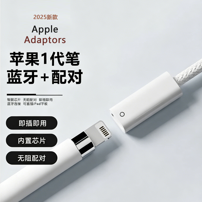 阑钻适用苹果applepencil笔Pro充电器转接头ipad10一代笔11转换头typec转lighting转换器iPad触控笔尖帽配件