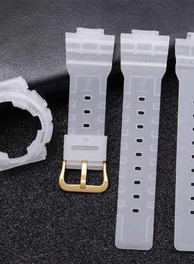 适配卡西欧橡胶手表带BA-110 112 111 130 5538babyg透明表壳套装