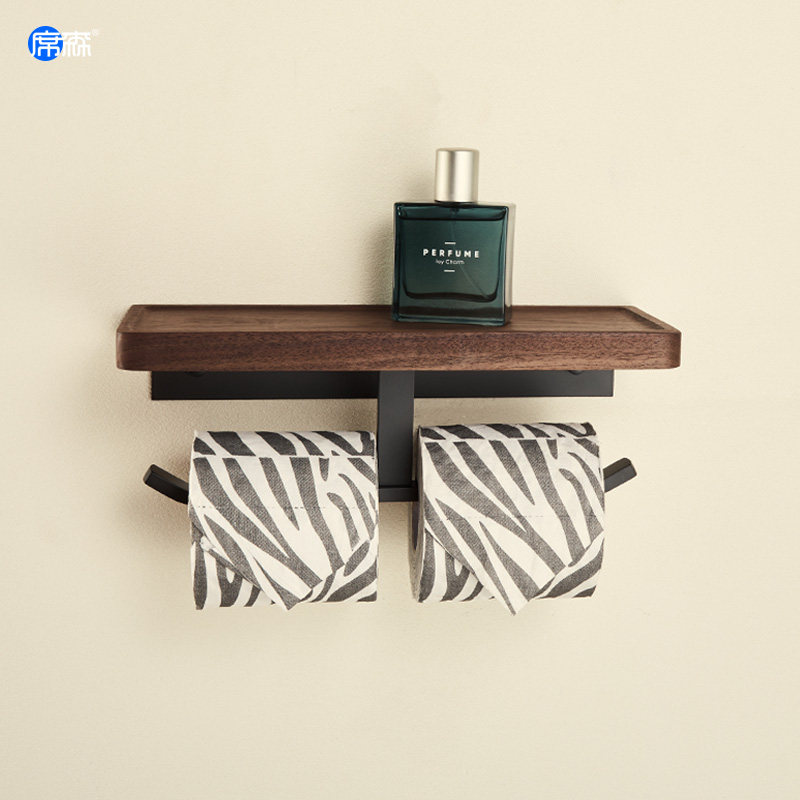 胡桃木卫生间厕纸盒壁挂式卫生纸置物架厕所擦手纸巾盒抽卷纸架子