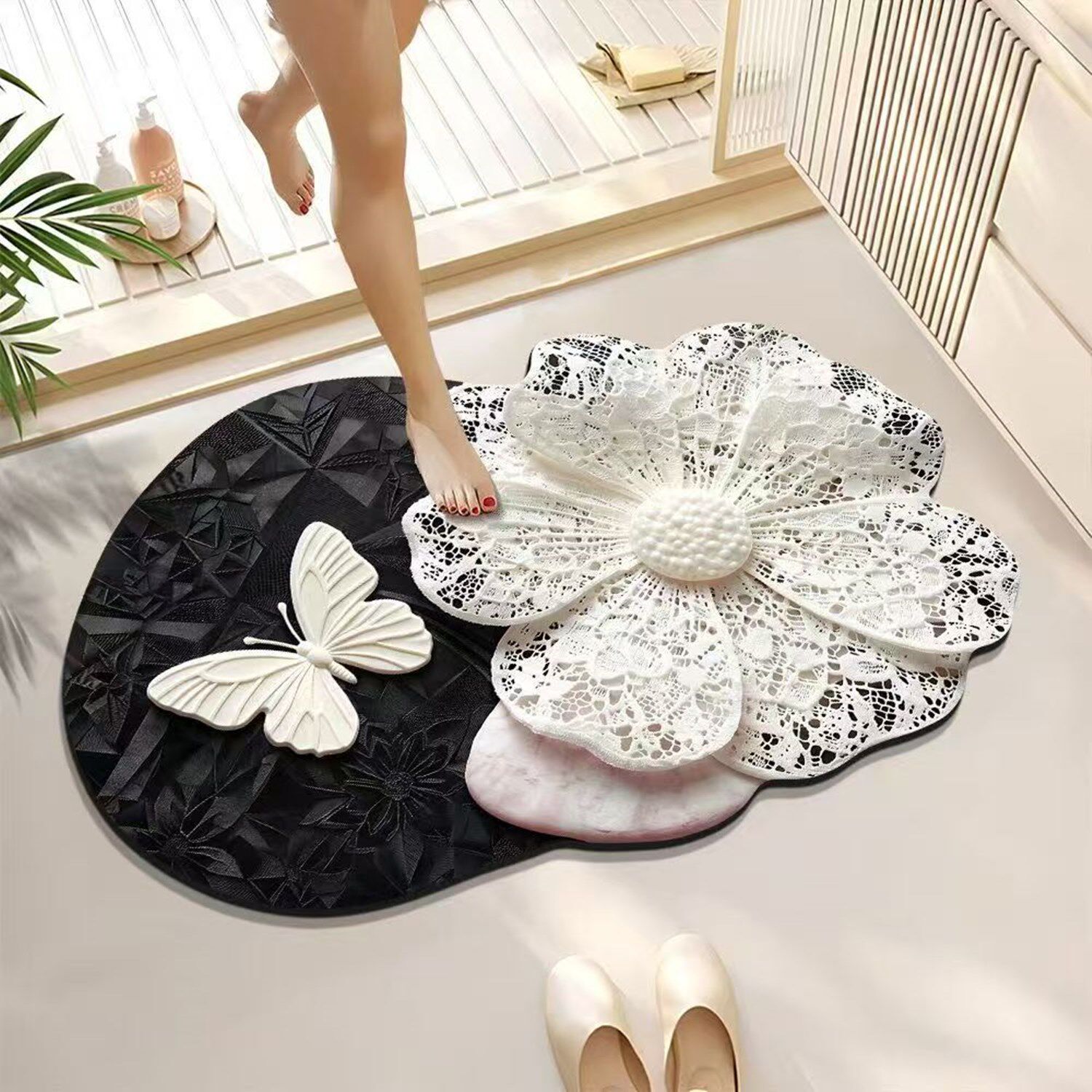 立体花卉入户门地毯硅藻泥浴室地垫洗手台吸水脚垫卫生间防滑垫子