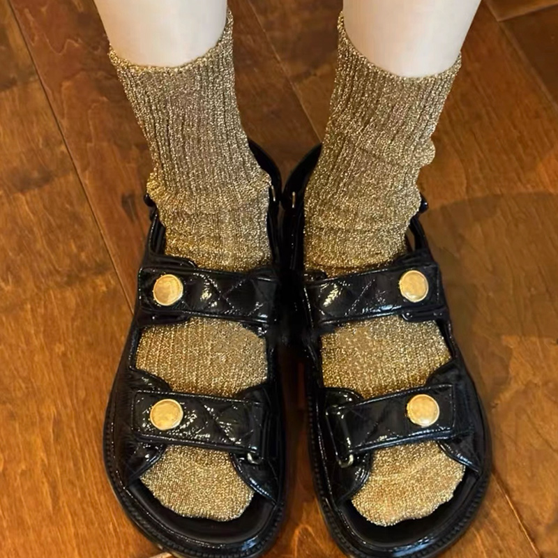 春夏纯色金丝亮闪闪中筒袜子女百搭网红糖果色彩色显瘦薄款中筒袜