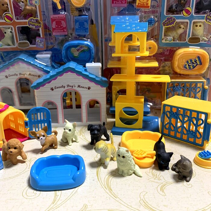 儿童过家家爱心萌宠猫咪狗狗宠物屋迷你可爱小狗卡通笼玩具屋礼品