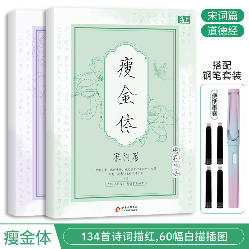 瘦金体硬笔字帖书法临摹道德经宋词硬笔练习本书法临摹字帖新手入门硬笔字帖钢笔套装宋徽宗书法练习字帖