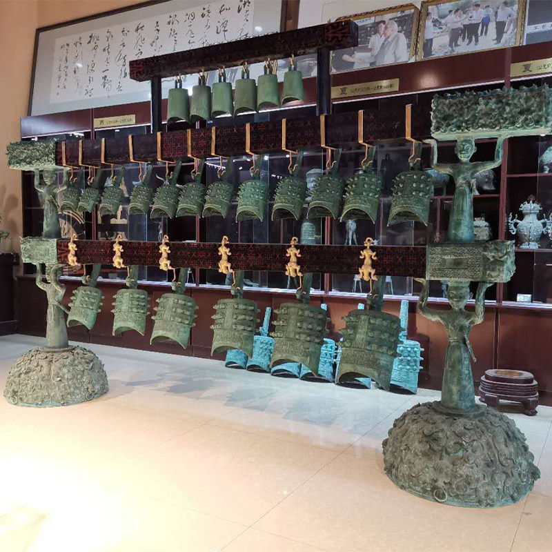 彷古铜编钟摆件可演奏三层铜编钟装饰编钟影视道具可客制化铜立人