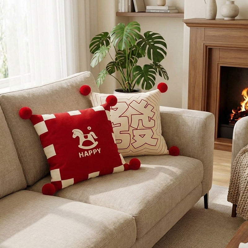 红色抱枕客厅喜庆沙发靠垫新年装饰床头飘窗靠枕布置礼物新款,居家布艺,床头靠垫,淘宝优惠券,粉丝福利购,淘宝优惠卷