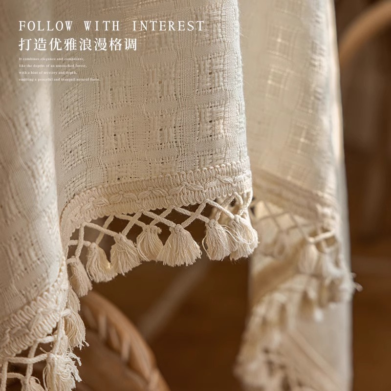 法式和风流苏圆桌桌布布艺餐桌布