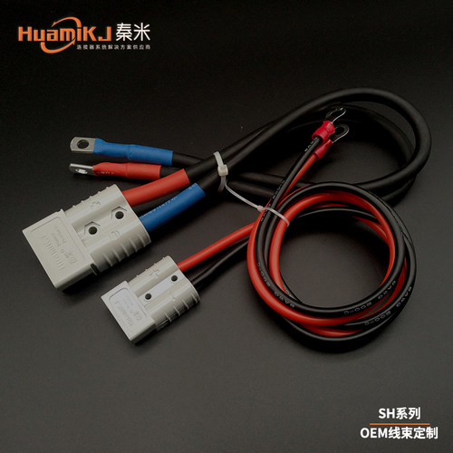 秦米电动叉车插头带线电瓶充电束