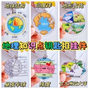 地理知识点钥匙扣书包挂件学生礼物奖品地生会考加油礼物地理元素