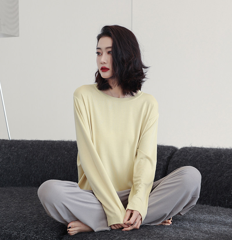 2023新款睡衣女春秋季莫代尔棉绸薄款休闲网红风可外穿家居服套装