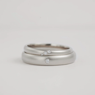 OBD925银实验室培育钻石素圈叠戴戒指女小众情侣轻奢钻戒尾戒婚戒