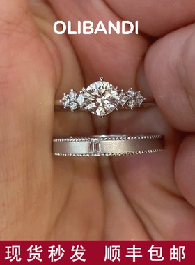 OBD柏林情书0.5ct培育钻石情侣对戒925银实验室男女求订结婚戒指