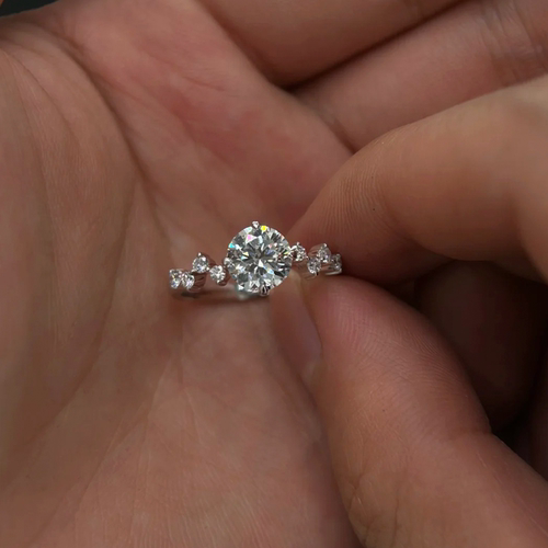 OBD培育钻石女戒S925银结婚戒指