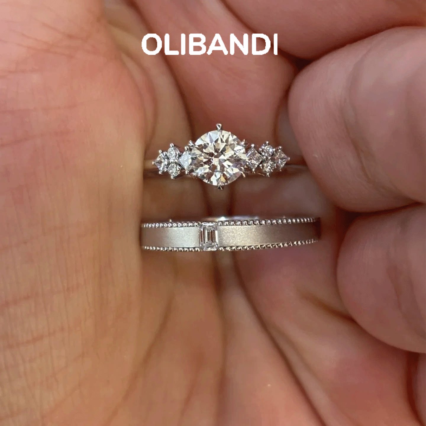 OBD柏林情书0.5ct培育钻石情侣对戒925银实验室男女求订结婚戒指