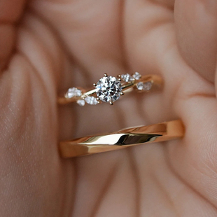 OBD原创925银克拉钻培育钻戒指情侣款男女对戒简约轻奢订求婚钻戒