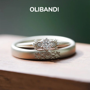 OBD原创925银实验室培育钻石情侣对戒复古文艺求婚订婚戒指送女友