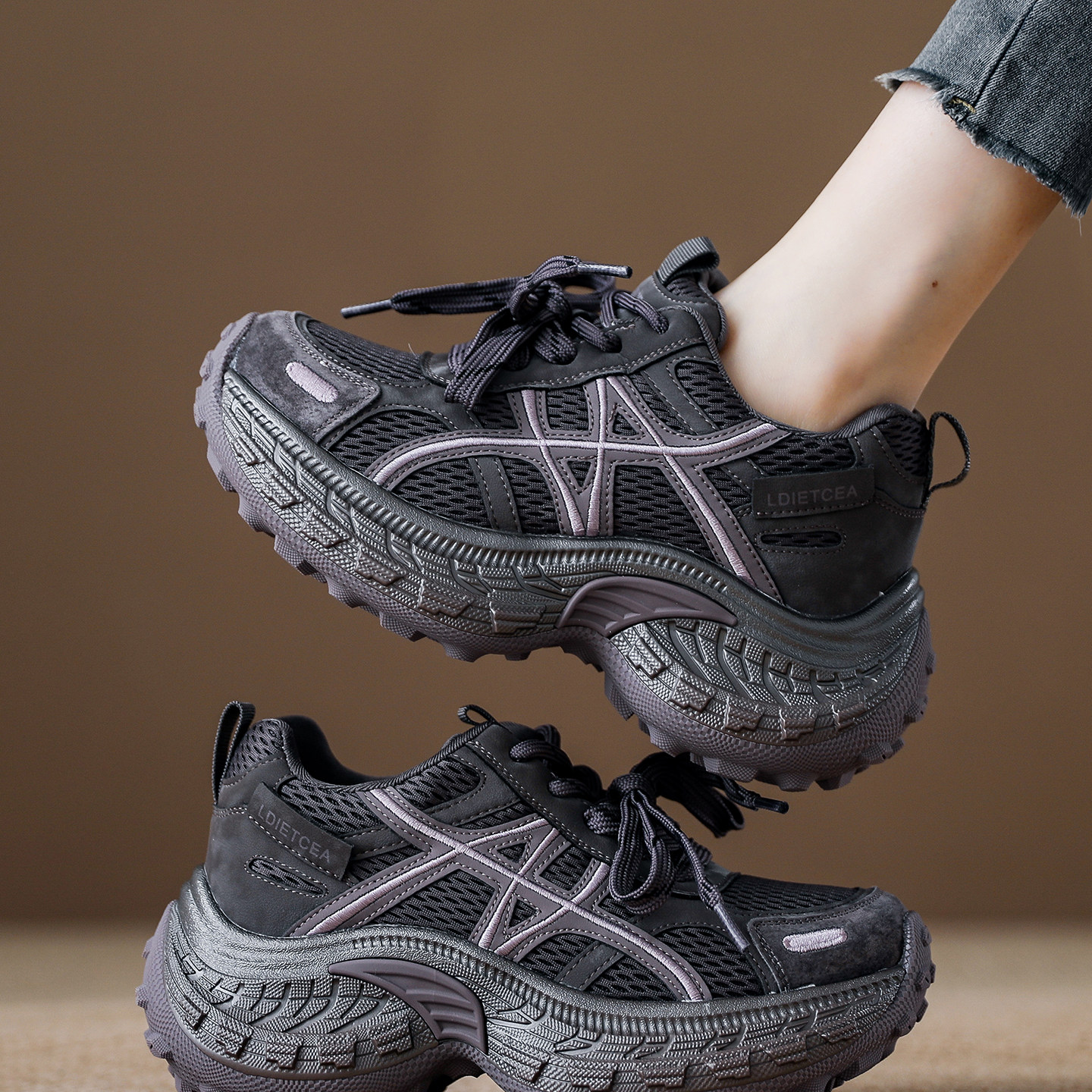 秋冬小个子增高厚底复古老爹鞋