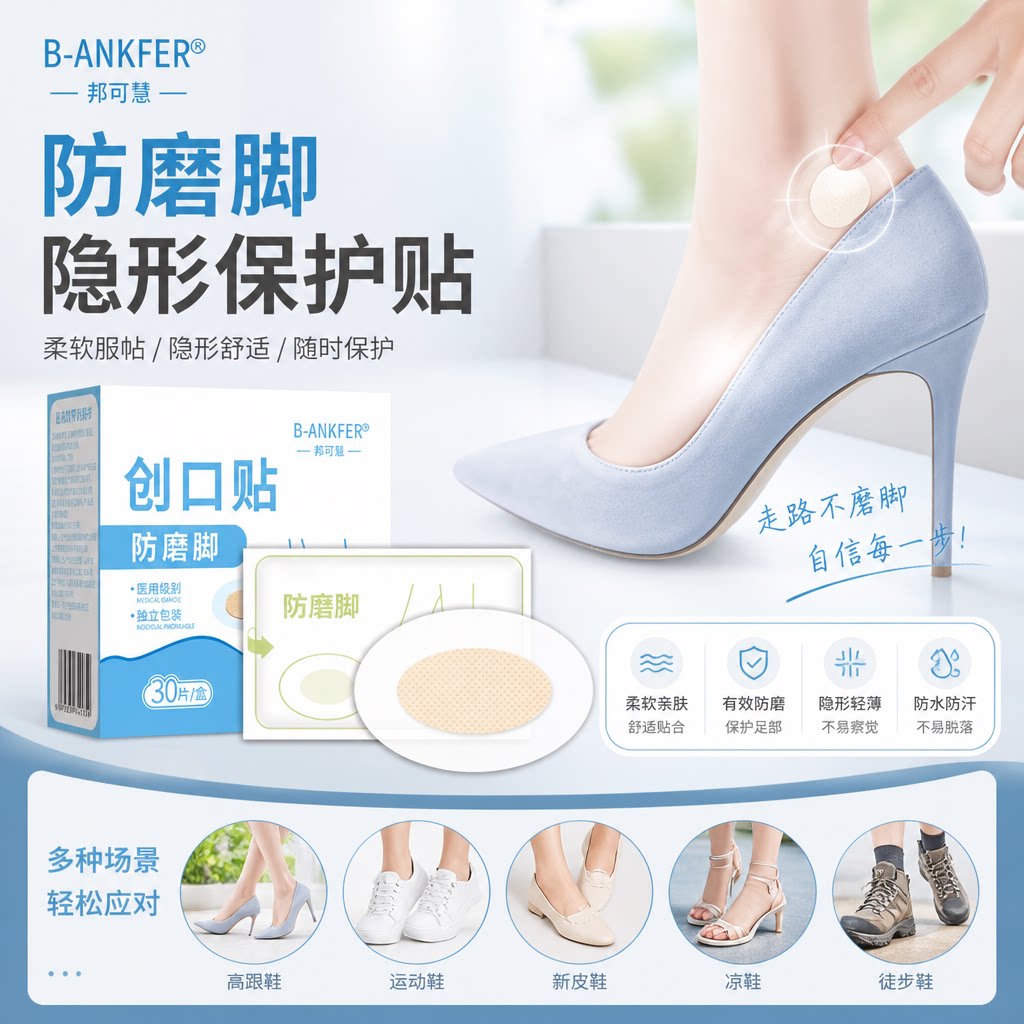 医用防磨脚贴高跟鞋皮鞋隐形透明创口贴脚趾运动鞋子脚后跟贴足贴