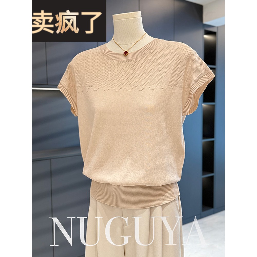 时尚休闲妈妈服毛衣女式短袖夏装新款百搭中老年人小衬衫西式上衣