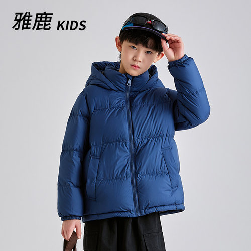 雅鹿儿童加厚短款羽绒服2024冬季新款中大童面包服男童女童外套