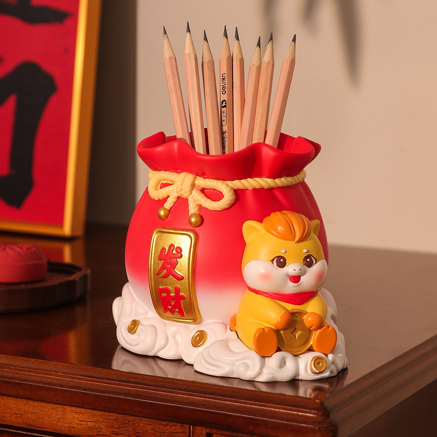马上发财笔筒摆件2026马年吉祥物办公室桌面招财装饰品本命年礼物,家居饰品,装饰摆件,淘宝优惠券,粉丝福利购,淘宝优惠卷