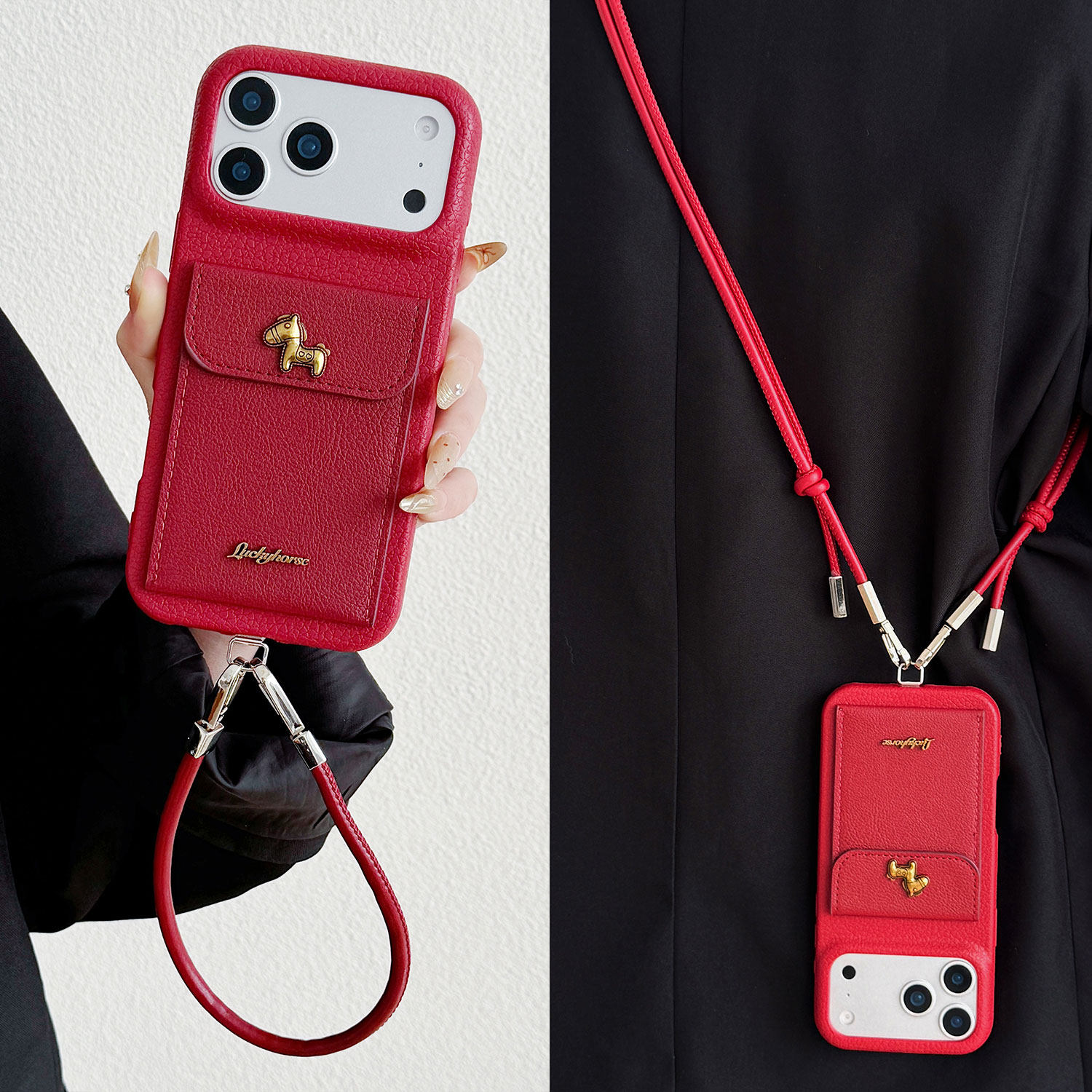 新年红小马插卡包适用一加ACE6手机壳ACE5PRO皮革背带斜挎ACE3小仿皮纹ACE2V手提绳防摔一加15/13/12时尚竞速,3C数码配件,手机保护套/壳,淘宝优惠券,粉丝福利购,淘宝优惠卷