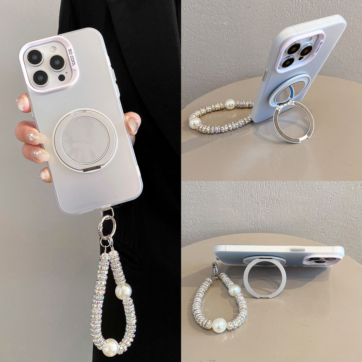 360旋转镜子支架适用iPhone17手机壳16promax彩银壳15pro时尚简约14手提链苹果13防摔12女xsmax高级11潮7p/8p