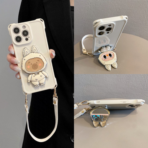 怪兽补妆镜子支架适用oppoA3手机壳A2pro四角可挂a97手拎绳真我GT6防摔a93斜挎A1X背带a58a57挂脖a55s/a56s