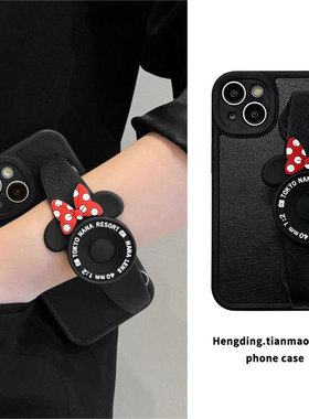 潮牌卡通米妮手腕带适用vivoX200手机壳X100S19斜挎s18挂脖x90支架s17肩带x80x70x60挂绳s16s15软防摔金属链