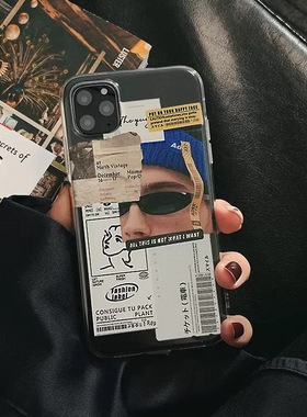 创意标签iPhone1614pro手机壳11透明彩绘12潮牌15软