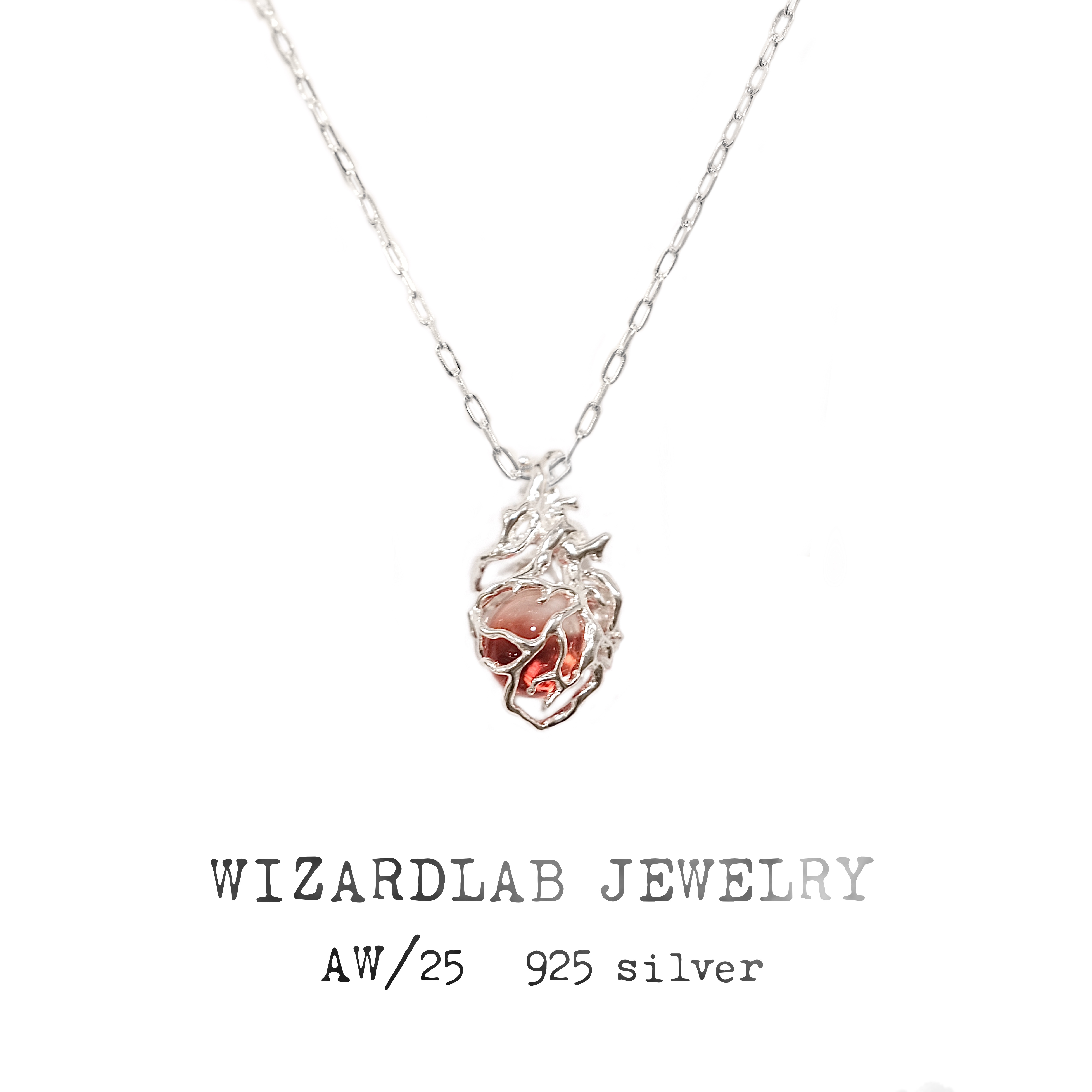 WIZARDLAB原创设计丨手工雕蜡 小众高级感纯银「琉璃心」心脏项链