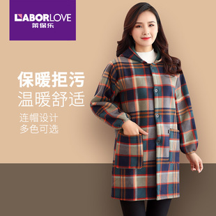 冬季 围裙女新款 工作服保暖长袖 罩衣大人加绒上衣加厚家用厨房时尚