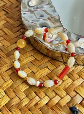 原创新中式玛瑙贝壳手串女小众高级感精致手链新款国风礼物