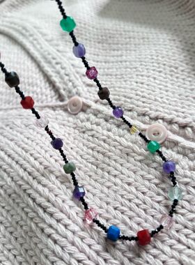 原创设计小众天然水晶玛瑙方糖项链长款精致轻奢百搭潮流气质饰品