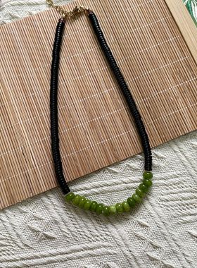 复古美拉德天然石项链小众设计款ins网红爆款时尚百搭秋冬毛衣链