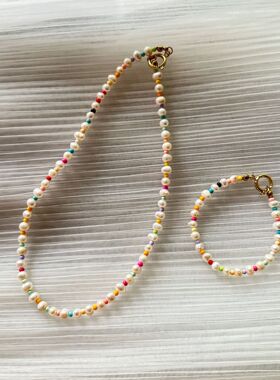 天然淡水珍珠巴洛克项链糖果色彩清新简约串珠锁骨链