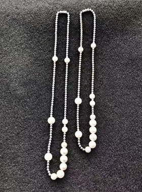 潮牌同款珍珠项链男士 Ins嘻哈蹦迪网红百搭笑脸锁骨链配饰